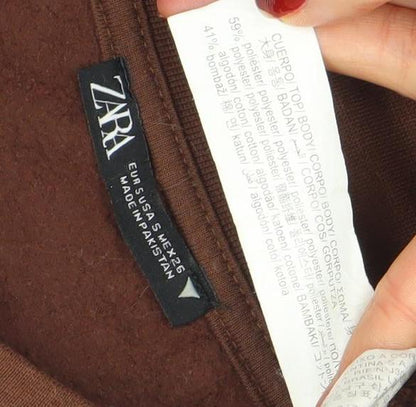 Womens UK Size S Zara Brown Pullover Sweatshirt