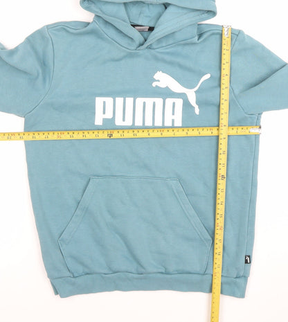 Puma Boys Blue Pullover Hoodie 13-14 Years Cotton Blend Logo Design