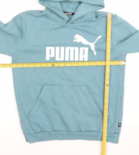 Puma Boys Blue Pullover Hoodie 13-14 Years Cotton Blend Logo Design