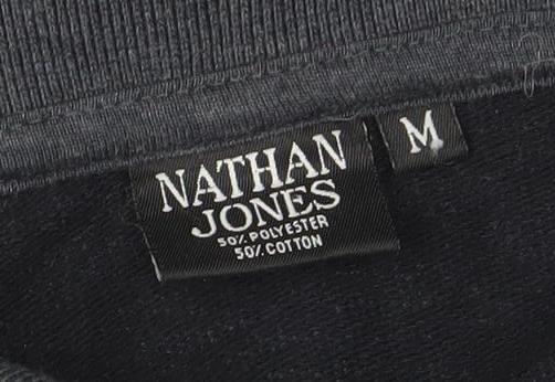 Mens UK Size M NATHAN JONES Grey Henley Sweatshirt
