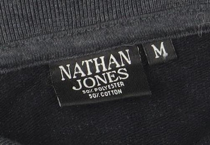 Mens UK Size M NATHAN JONES Grey Henley Sweatshirt