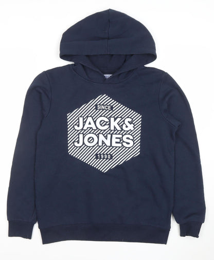 Boys UK Size 164 JACK & JONES Blue Pullover Hoodie