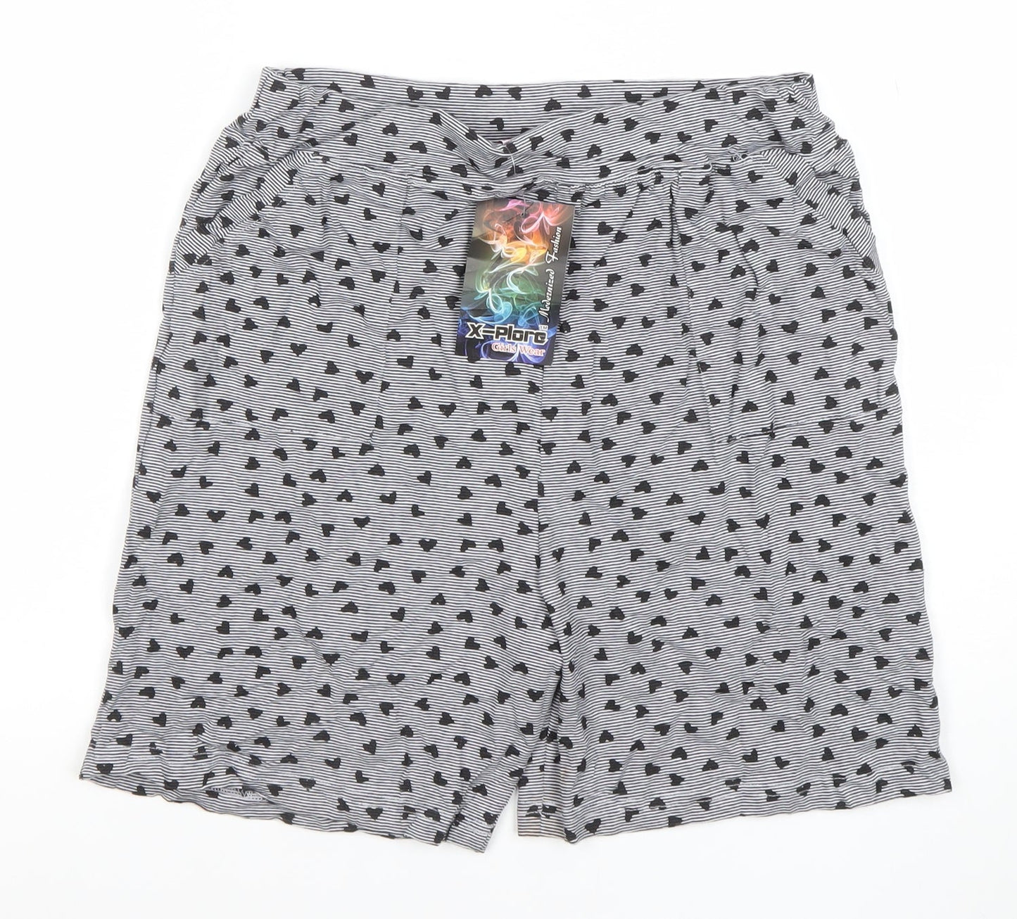 X-Plore Womens Grey Heart Print Cotton Sleep Shorts 3XL