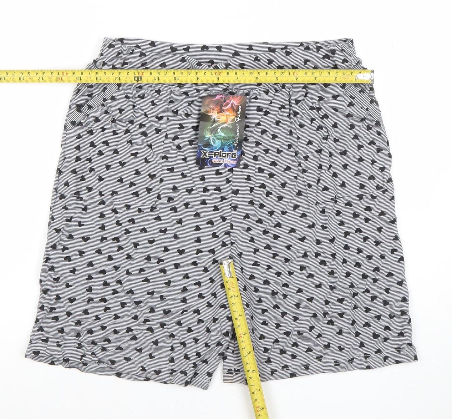 X-Plore Womens Grey Heart Print Cotton Sleep Shorts 3XL
