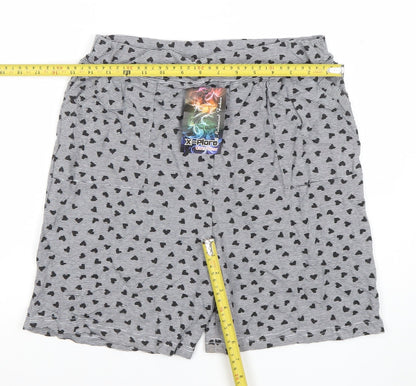 X-Plore Womens Grey Heart Print Cotton Sleep Shorts 3XL