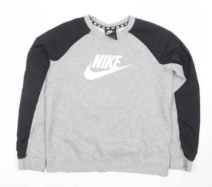 Nike Boys Grey & Black Crew Neck Sweatshirt XL Graphic Print Pullover
