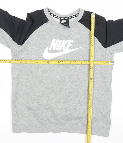 Nike Boys Grey & Black Crew Neck Sweatshirt XL Graphic Print Pullover