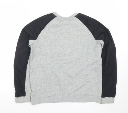 Nike Boys Grey & Black Crew Neck Sweatshirt XL Graphic Print Pullover