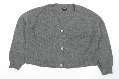 Womens UK Size L Boohoo Grey Cardigan Jumper