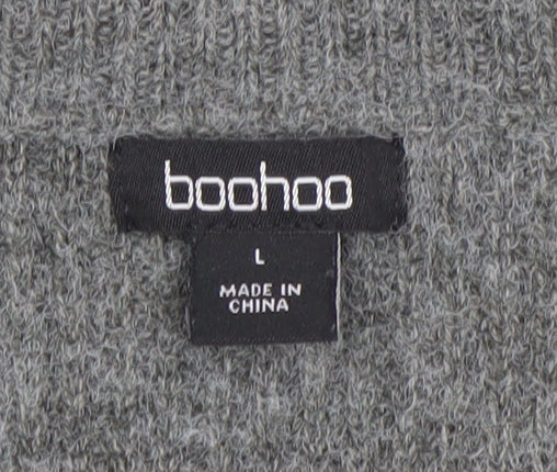 Womens UK Size L Boohoo Grey Cardigan Jumper