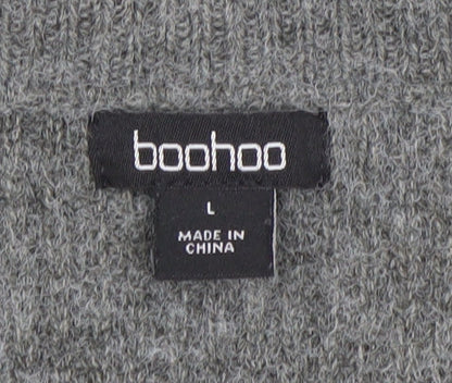 Womens UK Size L Boohoo Grey Cardigan Jumper