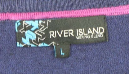 Womens UK Size L River Island Blue Pullover Jumper