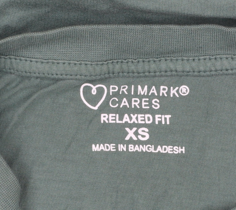 Womens UK Size XS Primark Green Basic T-Shirt