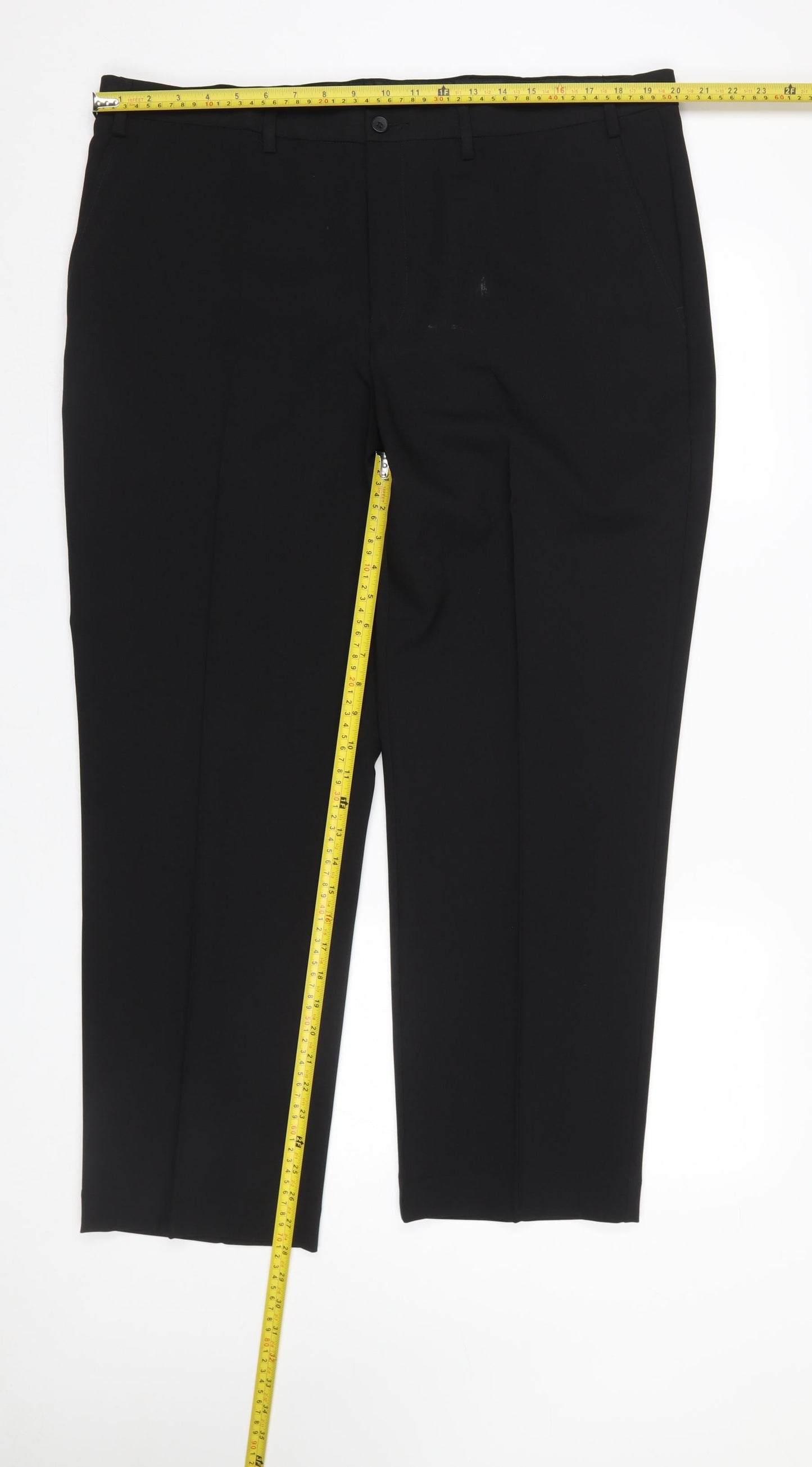 Mens UK Size 40/29 F&F Classic Fit Dress Pants Black Trousers