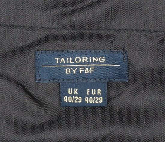 Mens UK Size 40/29 F&F Classic Fit Dress Pants Black Trousers