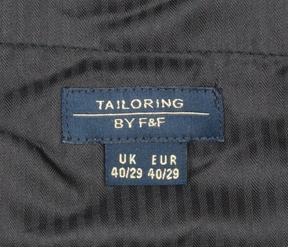 Mens UK Size 40/29 F&F Classic Fit Dress Pants Black Trousers