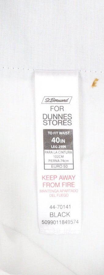 Mens UK Size 40 in St. Bernard for Dunnes Stores Regular Fit Dress Pants Black T
