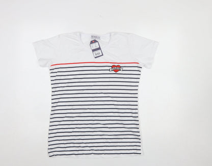 Air de Paris Women’s White Striped Embroidered T-Shirt Size 12