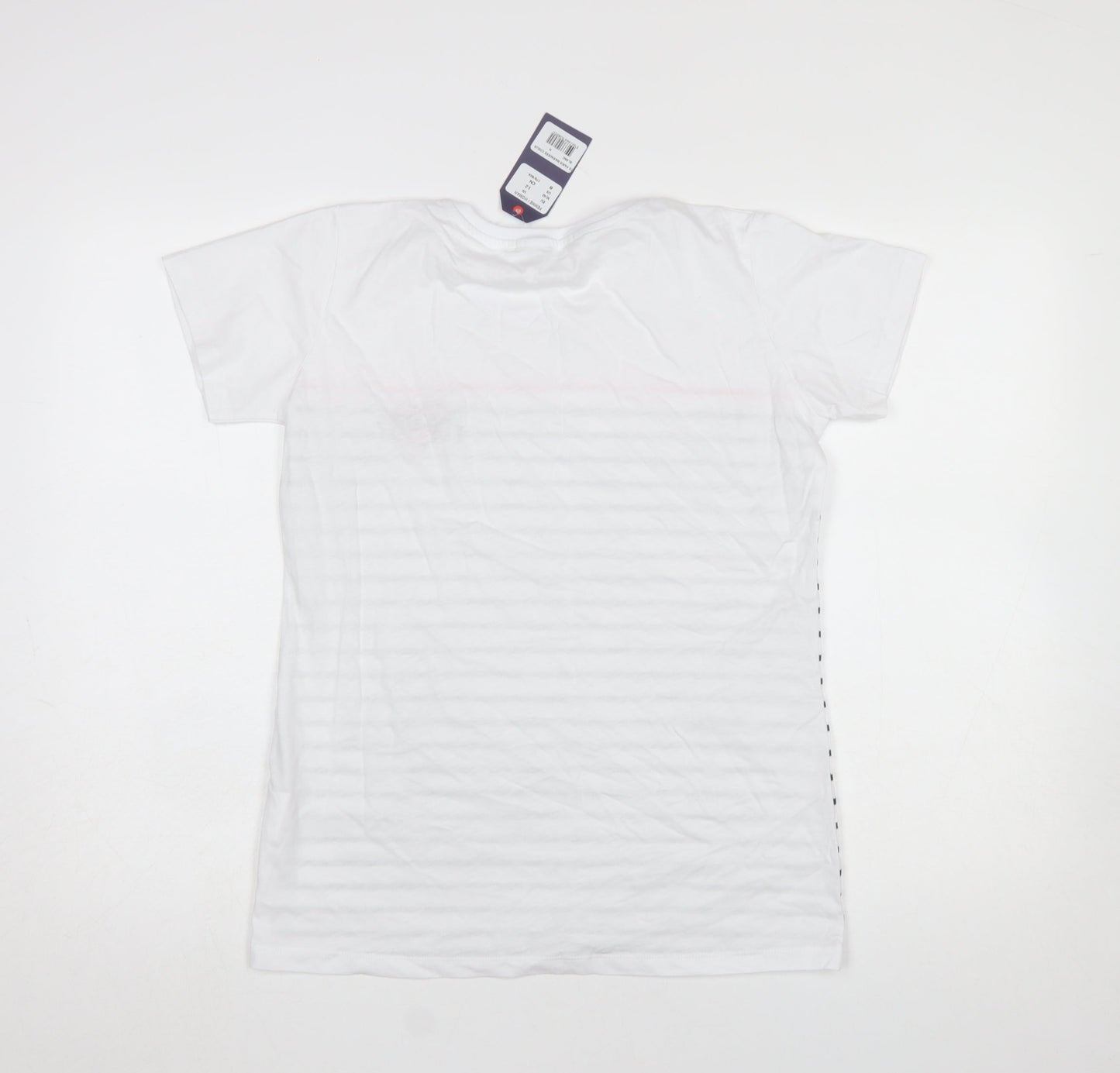 Air de Paris Women’s White Striped Embroidered T-Shirt Size 12