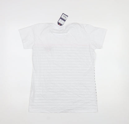 Air de Paris Women’s White Striped Embroidered T-Shirt Size 12