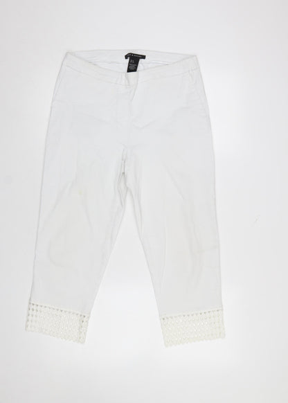 Womens UK Size 12 Zac & Rachel Regular Fit Cropped White Trousers