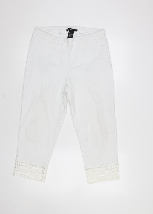 Womens UK Size 12 Zac & Rachel Regular Fit Cropped White Trousers