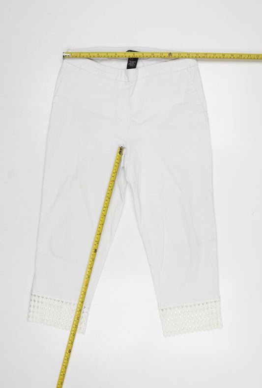 Womens UK Size 12 Zac & Rachel Regular Fit Cropped White Trousers