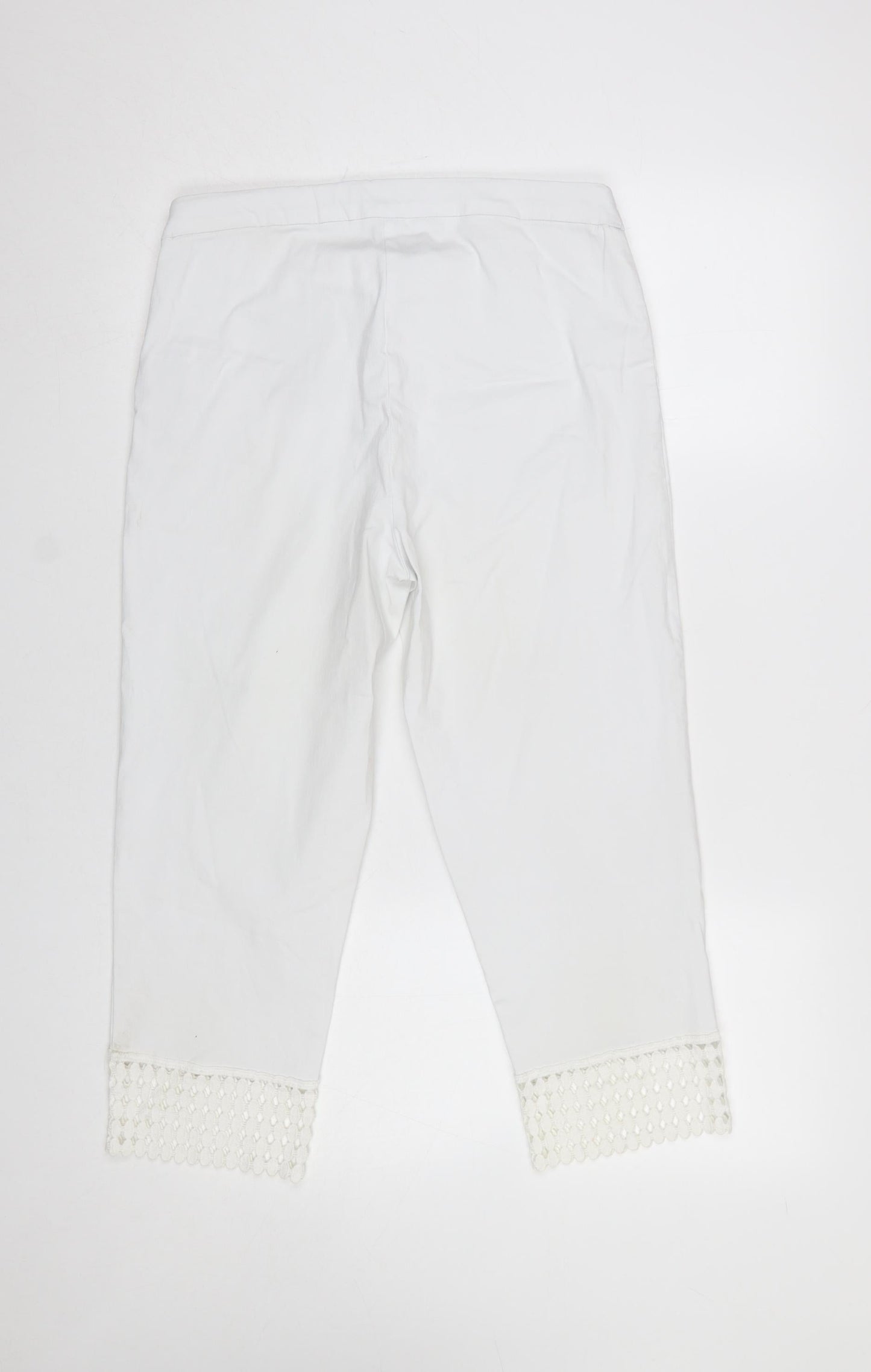 Womens UK Size 12 Zac & Rachel Regular Fit Cropped White Trousers