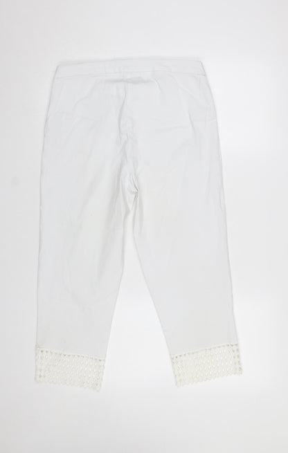 Womens UK Size 12 Zac & Rachel Regular Fit Cropped White Trousers
