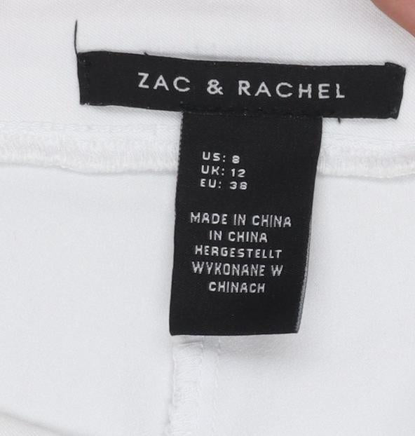 Womens UK Size 12 Zac & Rachel Regular Fit Cropped White Trousers