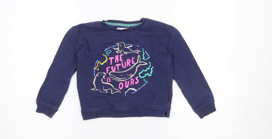 Marks & Spencer Boys Blue 6-7 Years Pullover Sweatshirt ‘The Future Is Ours’ Graphic