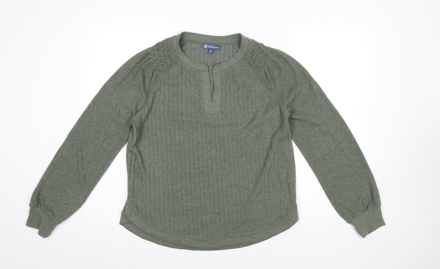 Womens UK Size L Democracy Green Jersey Blouse