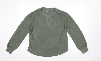 Womens UK Size L Democracy Green Jersey Blouse