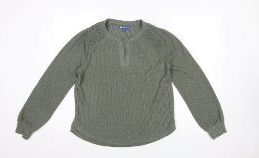 Womens UK Size L Democracy Green Jersey Blouse