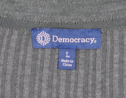 Womens UK Size L Democracy Green Jersey Blouse