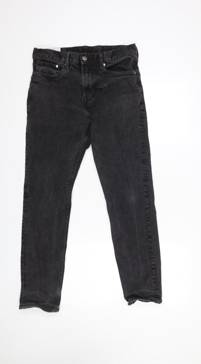 Mens UK Size M H&M Slim Fit Straight Black Jeans