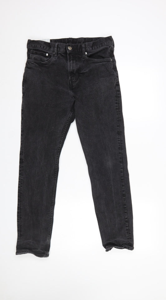 Mens UK Size M H&M Slim Fit Straight Black Jeans