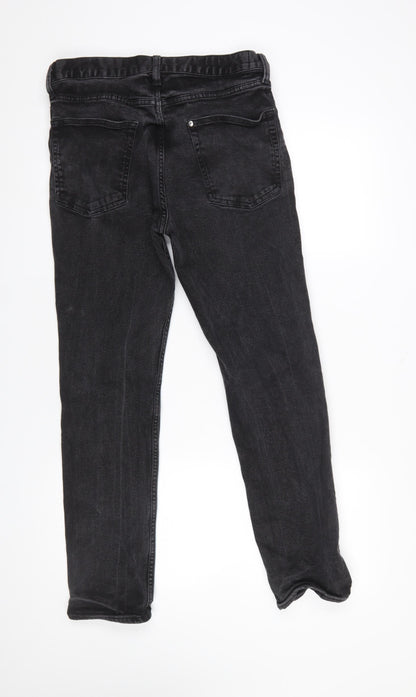 Mens UK Size M H&M Slim Fit Straight Black Jeans