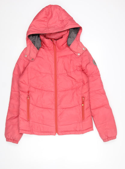 Womens UK Size M ROXY Pink Puffer Jacket
