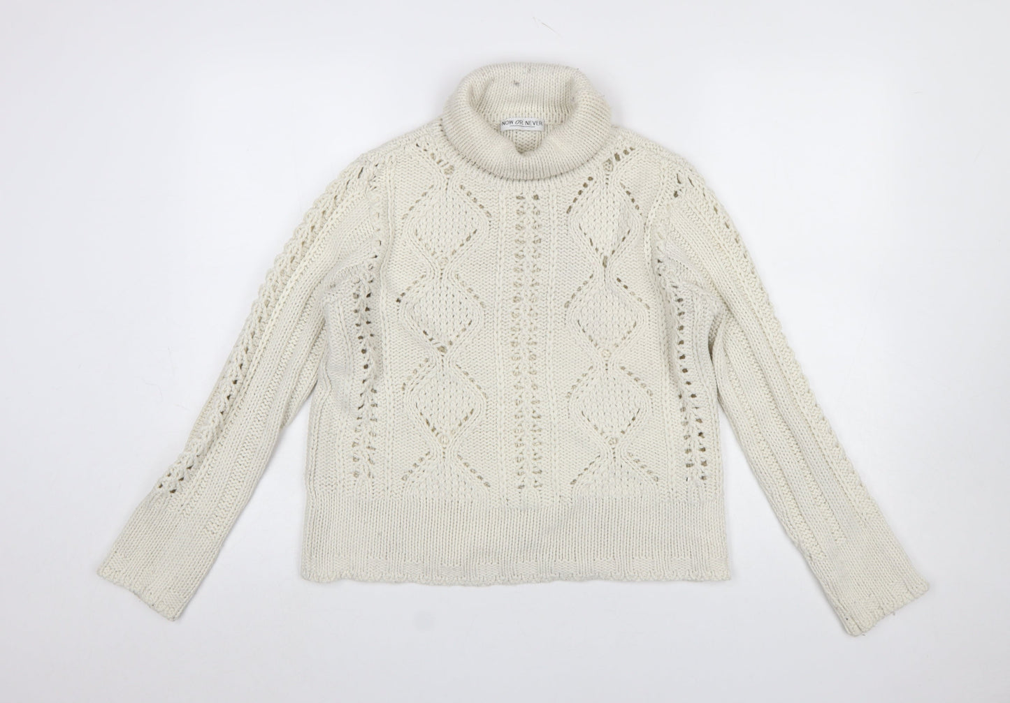 Womens UK Size 12 Now or Never Ivory Pullover Jumper