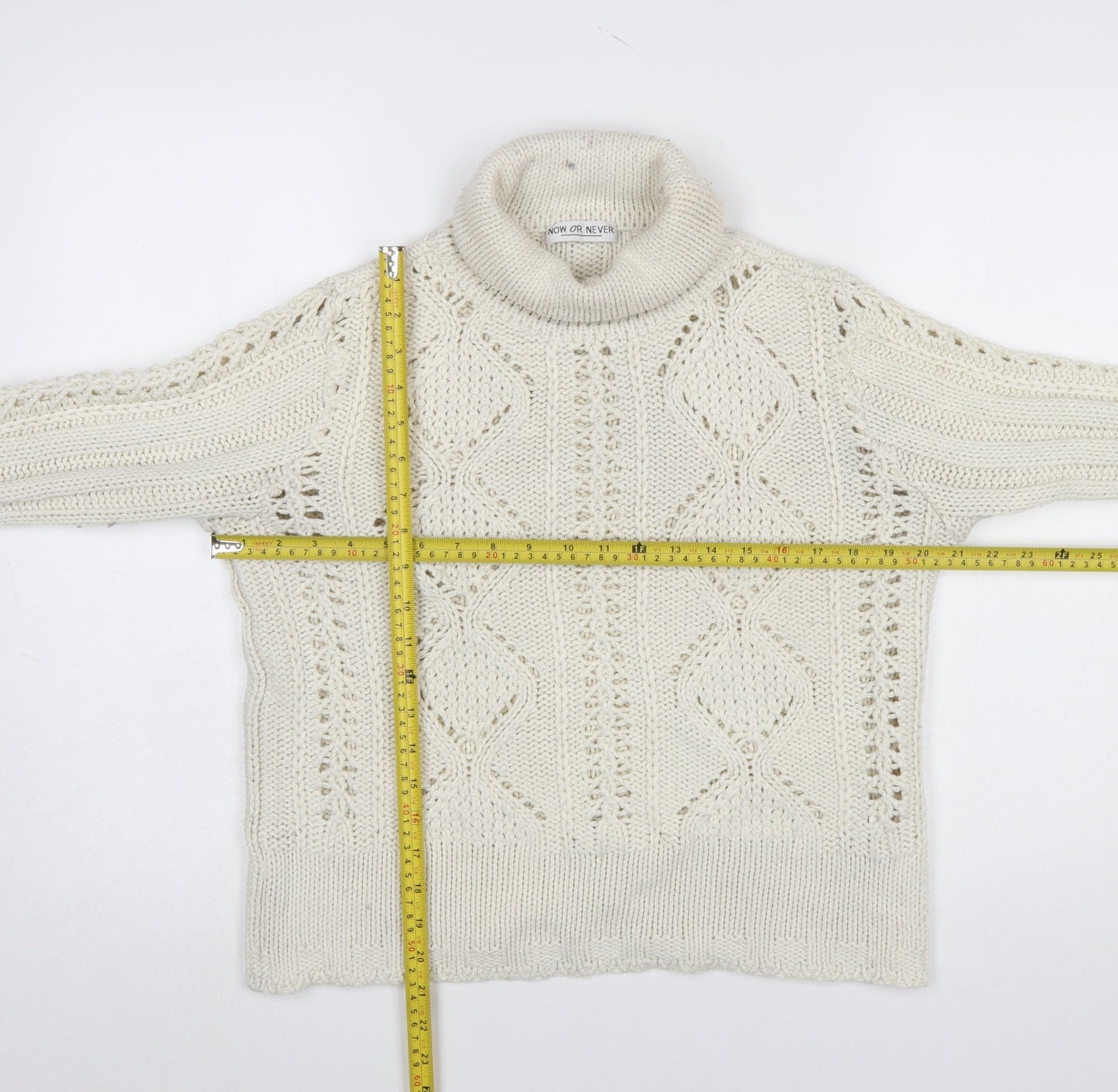 Womens UK Size 12 Now or Never Ivory Pullover Jumper