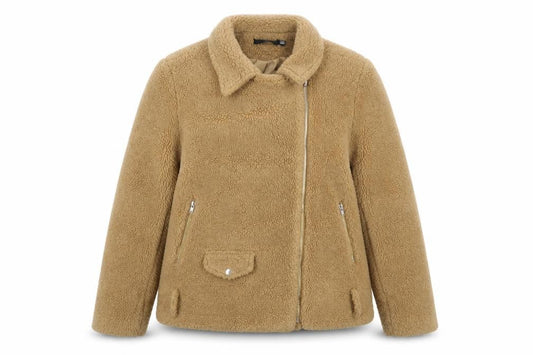Womens UK Size 14 Missguided Beige Biker Coat