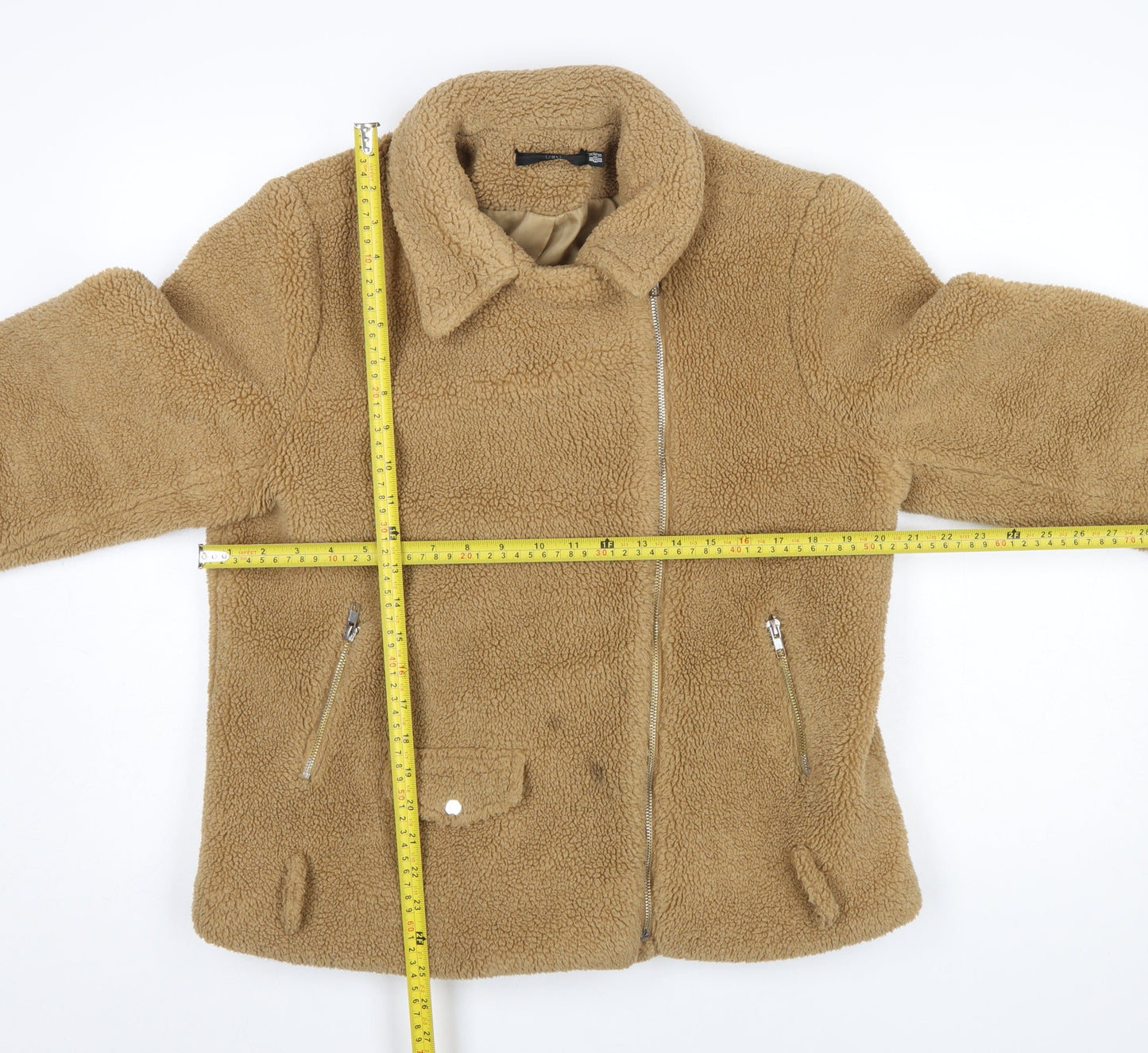 Womens UK Size 14 Missguided Beige Biker Coat