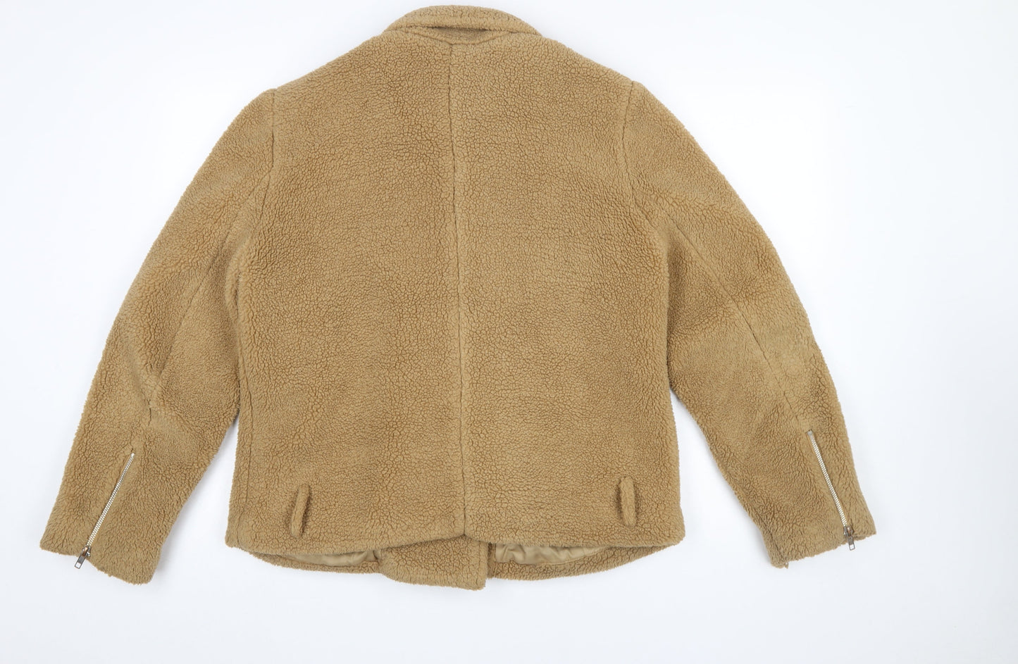 Womens UK Size 14 Missguided Beige Biker Coat