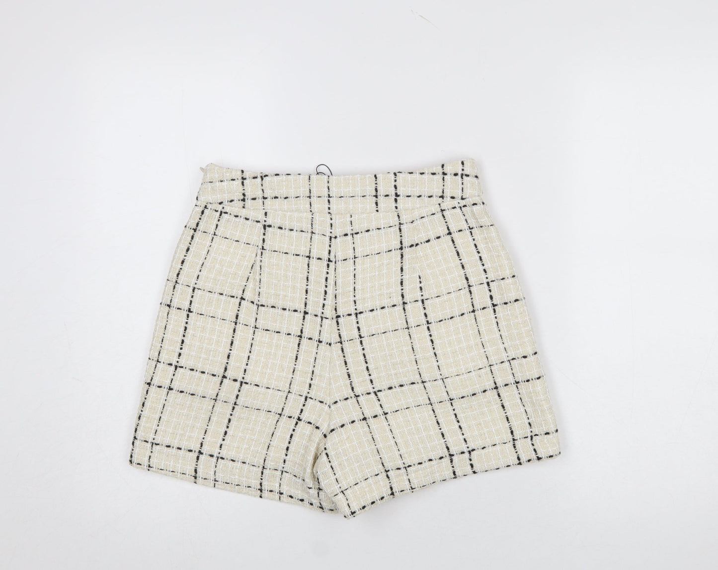 Primark Women’s Beige Check Tweed Chino Shorts Size 8