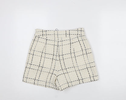 Primark Women’s Beige Check Tweed Chino Shorts Size 8