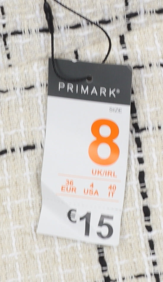Primark Women’s Beige Check Tweed Chino Shorts Size 8