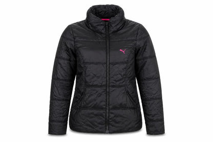 Front view of Puma women’s black, size UK 10, puffer jacket nylon quilted full zip