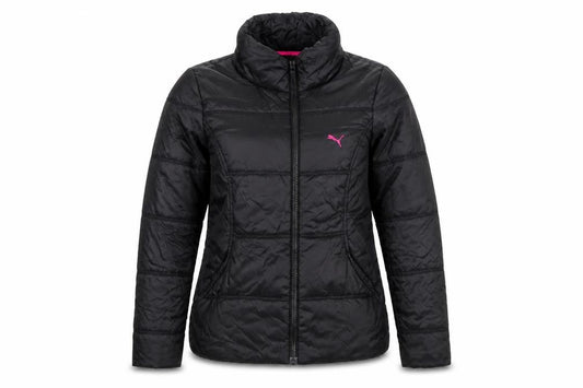 Puma Womens Black Size 10 Puffer Jacket Nylon Quilted Full Zip