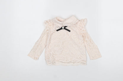 River Island Girls Ivory Lace Long Sleeve Blouse 6-9 Months Formal Party Top